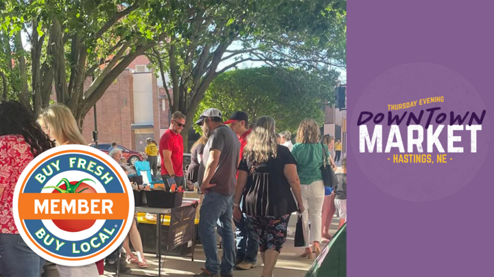 Hastings Downtown Market Member Spotlight photo featuring a large crowd of people shopping the market