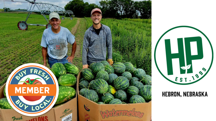Hintz Produce Member Spotlight photo of Ben and Mark Hintz with watermelons