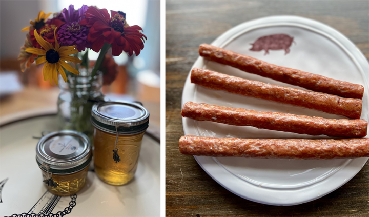 Anchor Meadow Farms Products: honey and KuneKune snack sticks