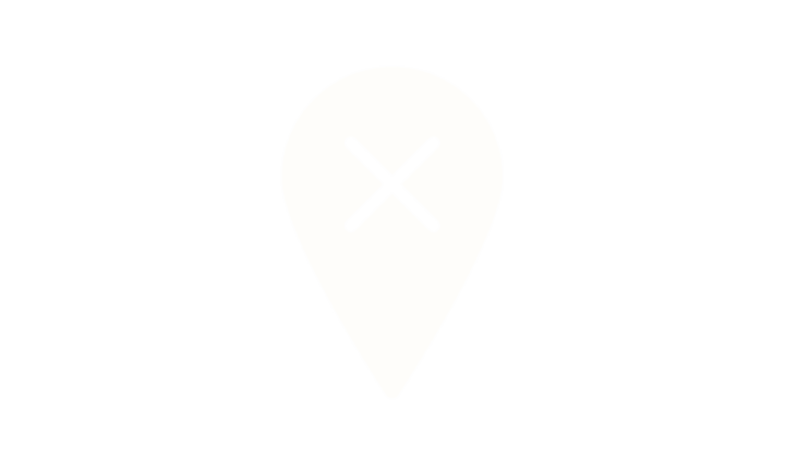 A white map pin with an X on a transparent background.